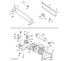 GE DVLR223EG7WW backsplash, blower & motor assembly diagram