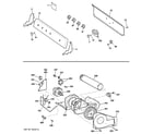 GE DWSR483EG9WW backsplash, blower & motor assembly diagram