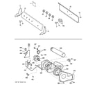 GE DWSR483GG8WW backsplash, blower & motor assembly diagram