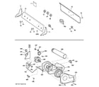 GE DWXR463EG7WW backsplash, blower & motor assembly diagram