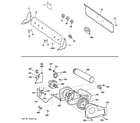 GE DWXR463GG8WW backsplash, blower & motor assembly diagram