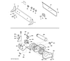 Hotpoint NWXR483GGAWW backsplash, blower & motor assembly diagram