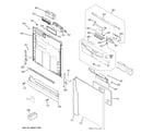GE GLD4500R00WW escutcheon & door assembly diagram