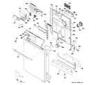 GE PDWT500R10WW escutcheon & door assembly diagram