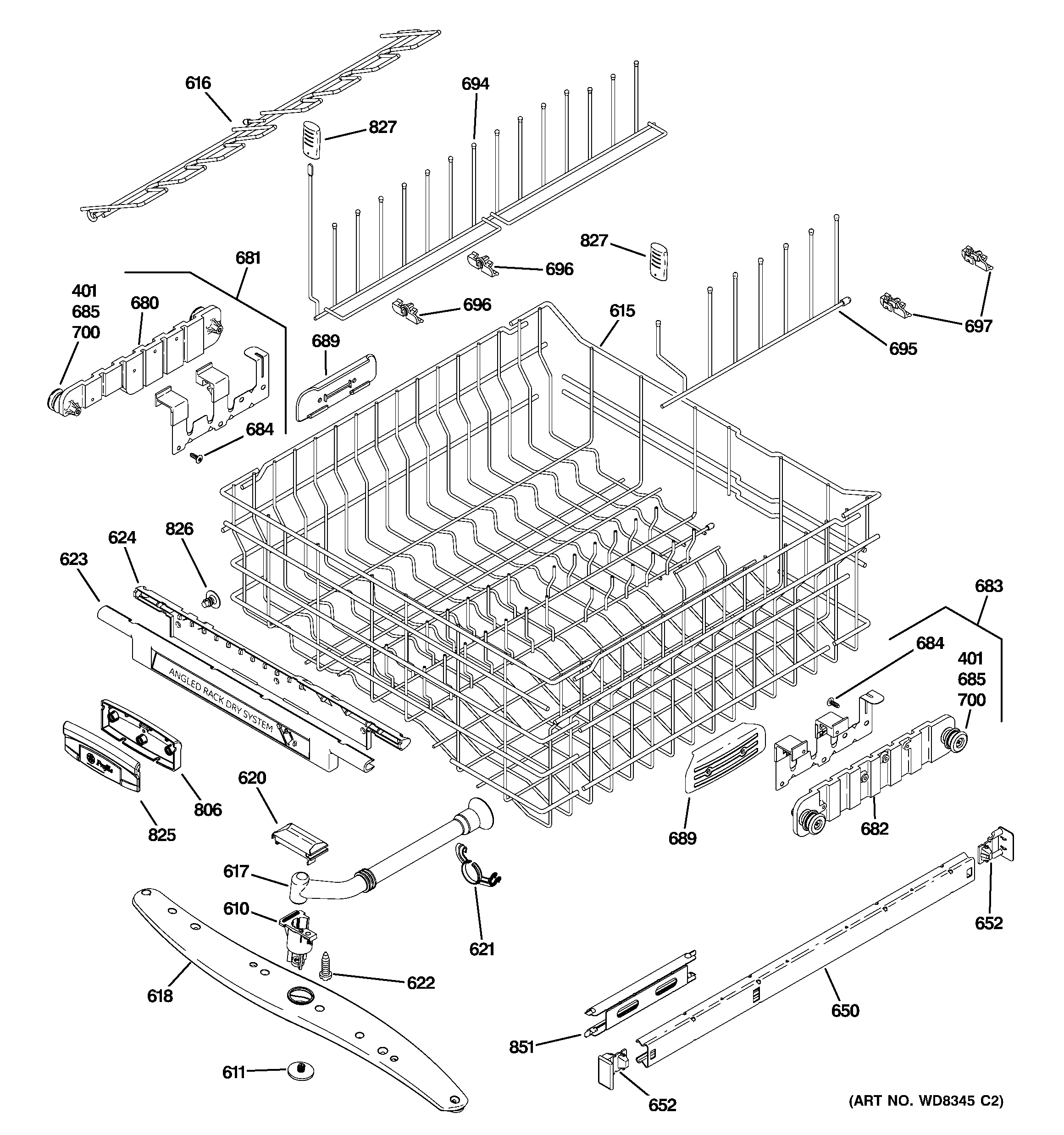 Upper rack assembly