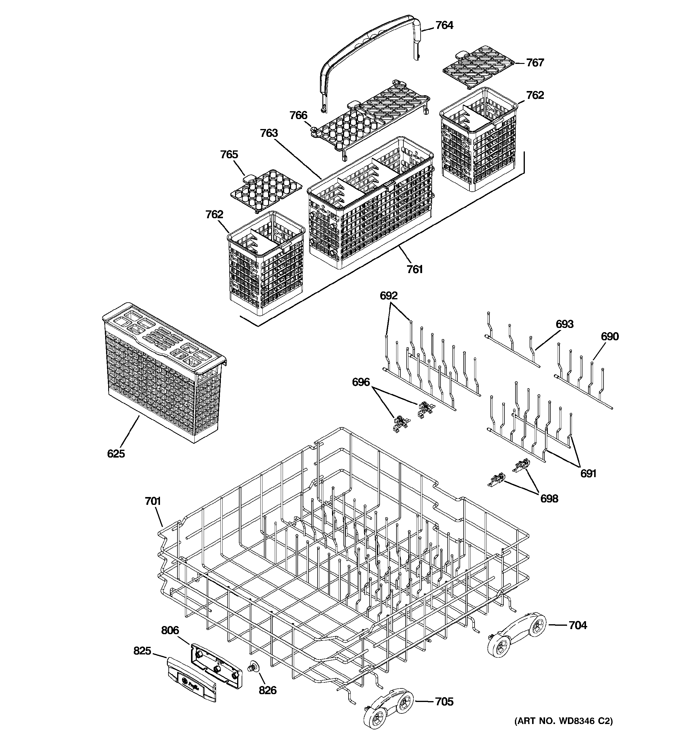 Lower rack assembly