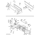 Hotpoint NISR333DTGWW backsplash, blower & motor assembly diagram