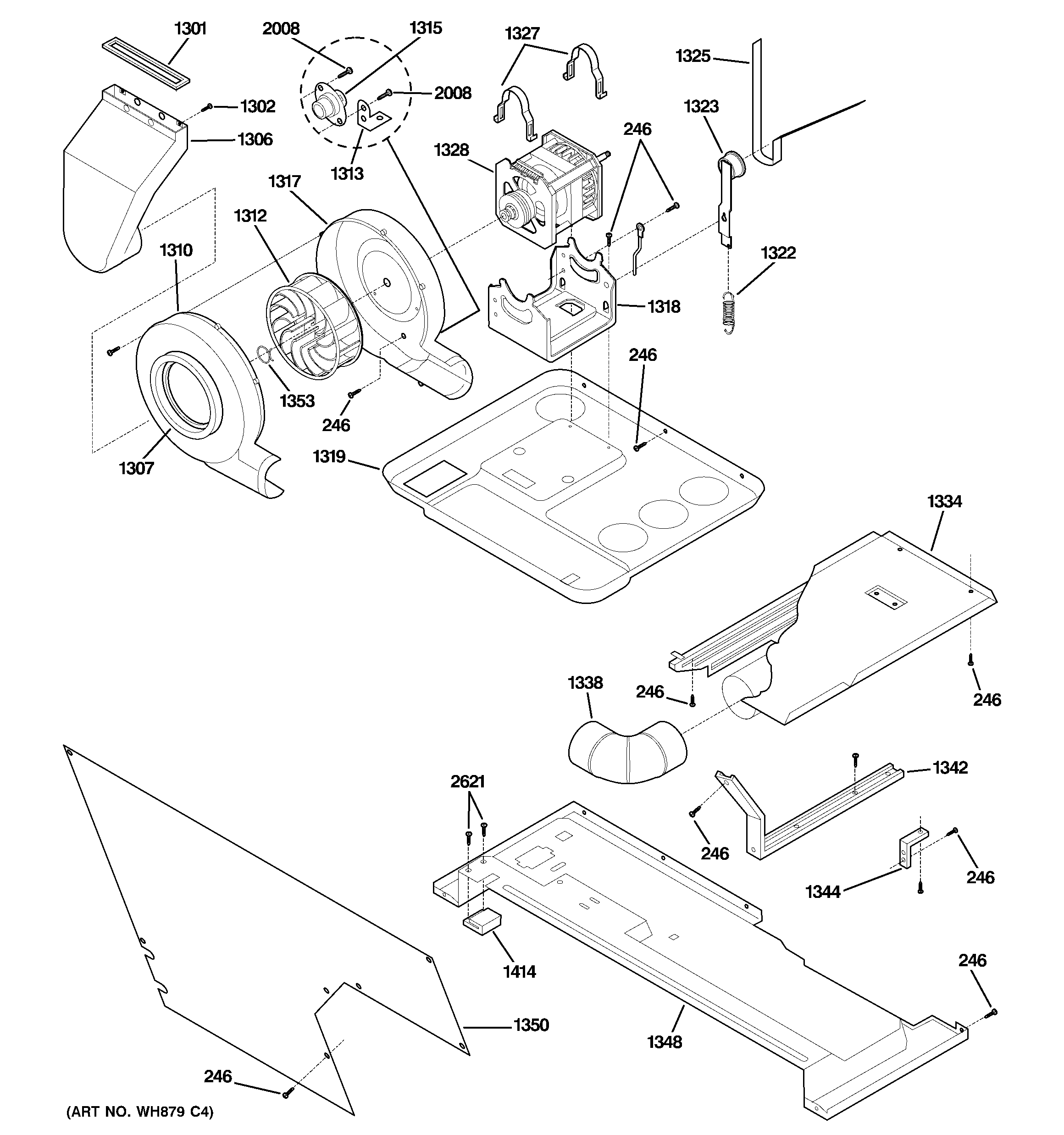 Motor, blower & belt