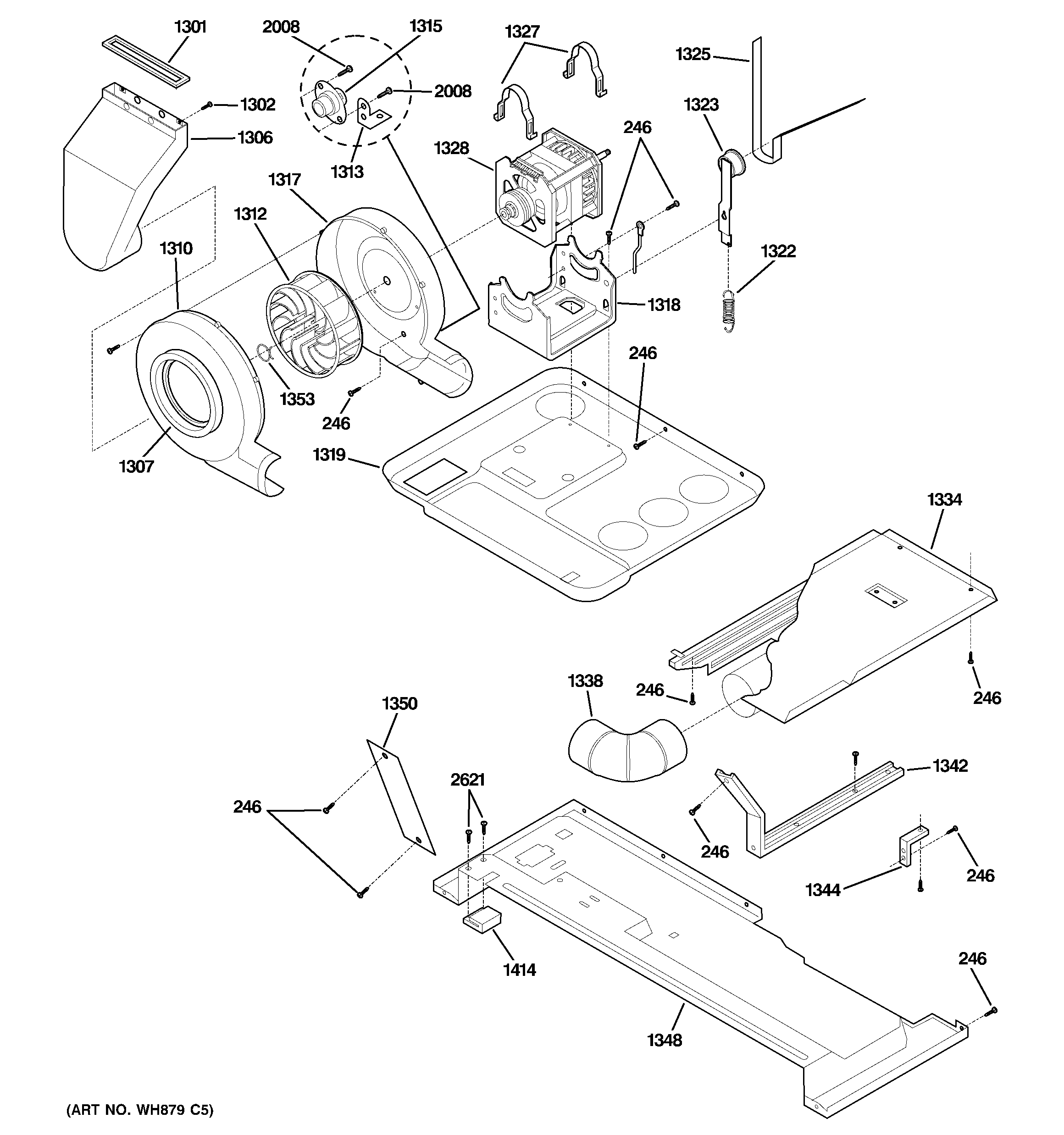 Motor, blower & belt