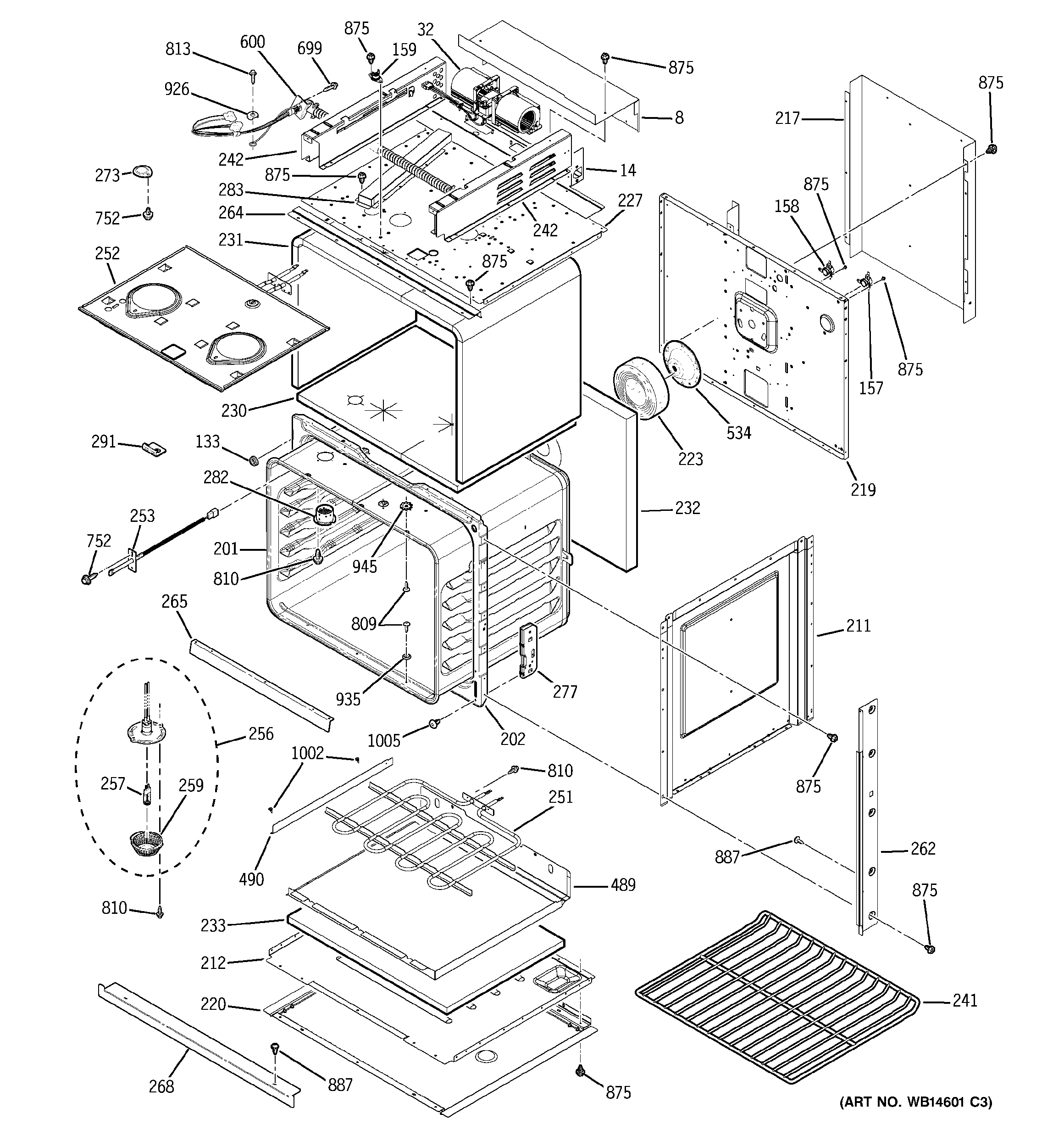 BODY WITH MICROWAVE SUPPORT