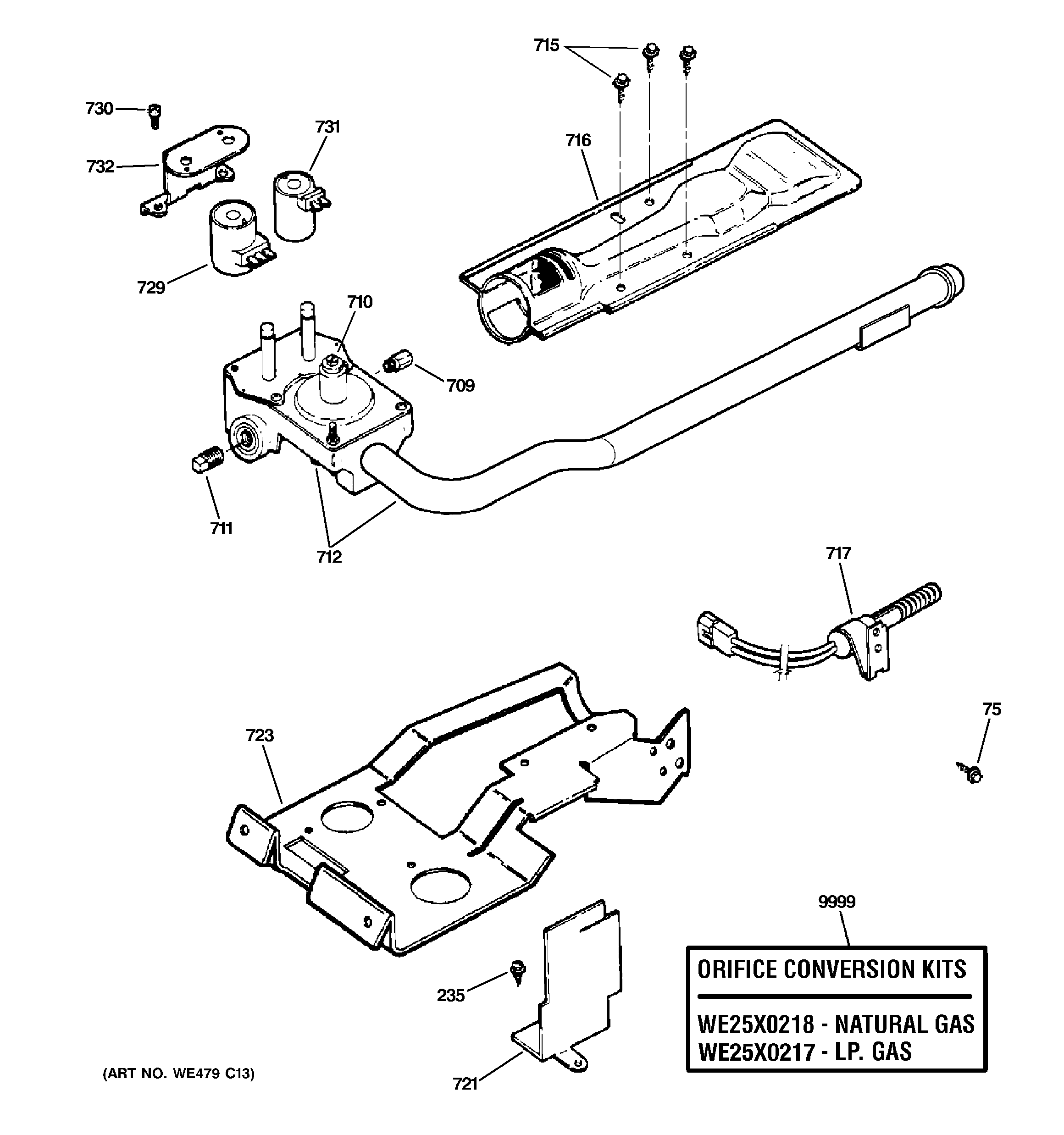 Gas valve & burner assembly