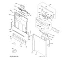 GE GLD4404R00WW escutcheon & door assembly diagram