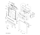 GE GLD6904R10WW escutcheon & door assembly diagram