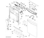 GE GLD7400R10BB escutcheon & door assembly diagram
