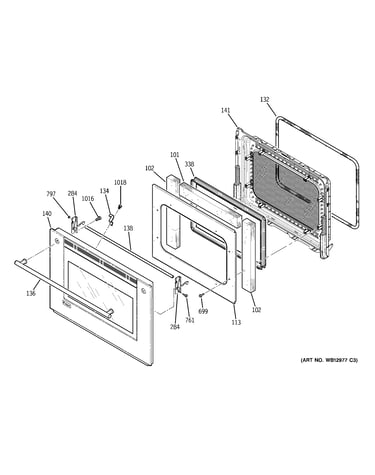 Upper oven door