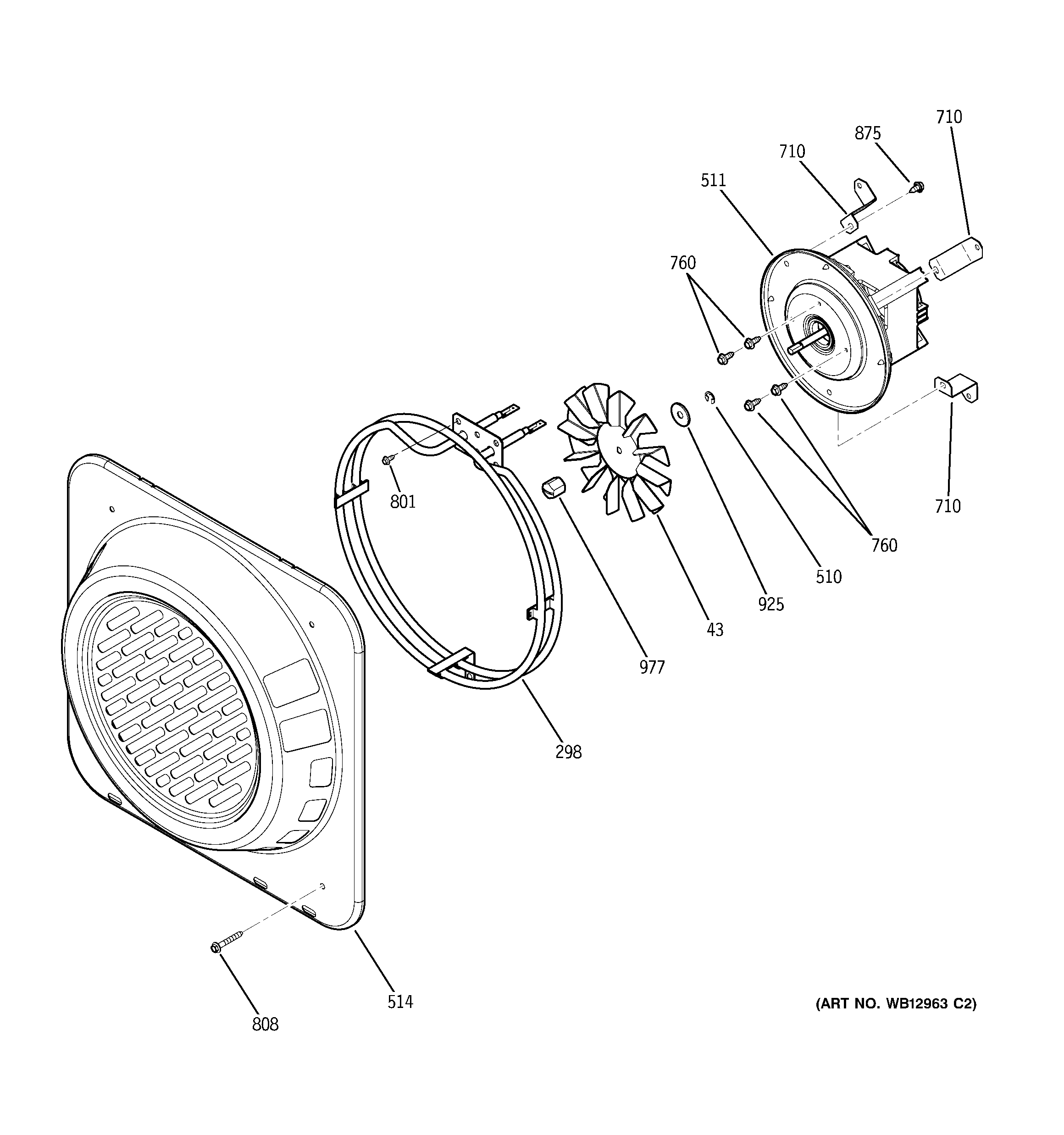 Upper oven convection fan