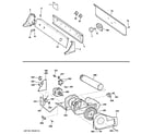 GE DISR333FG8WW backsplash, blower & motor assembly diagram