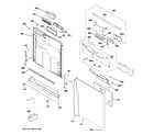 GE GLD2800T05WW escutcheon & door assembly diagram
