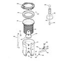 GE WCXR1070A2AA tub, basket & agitator diagram