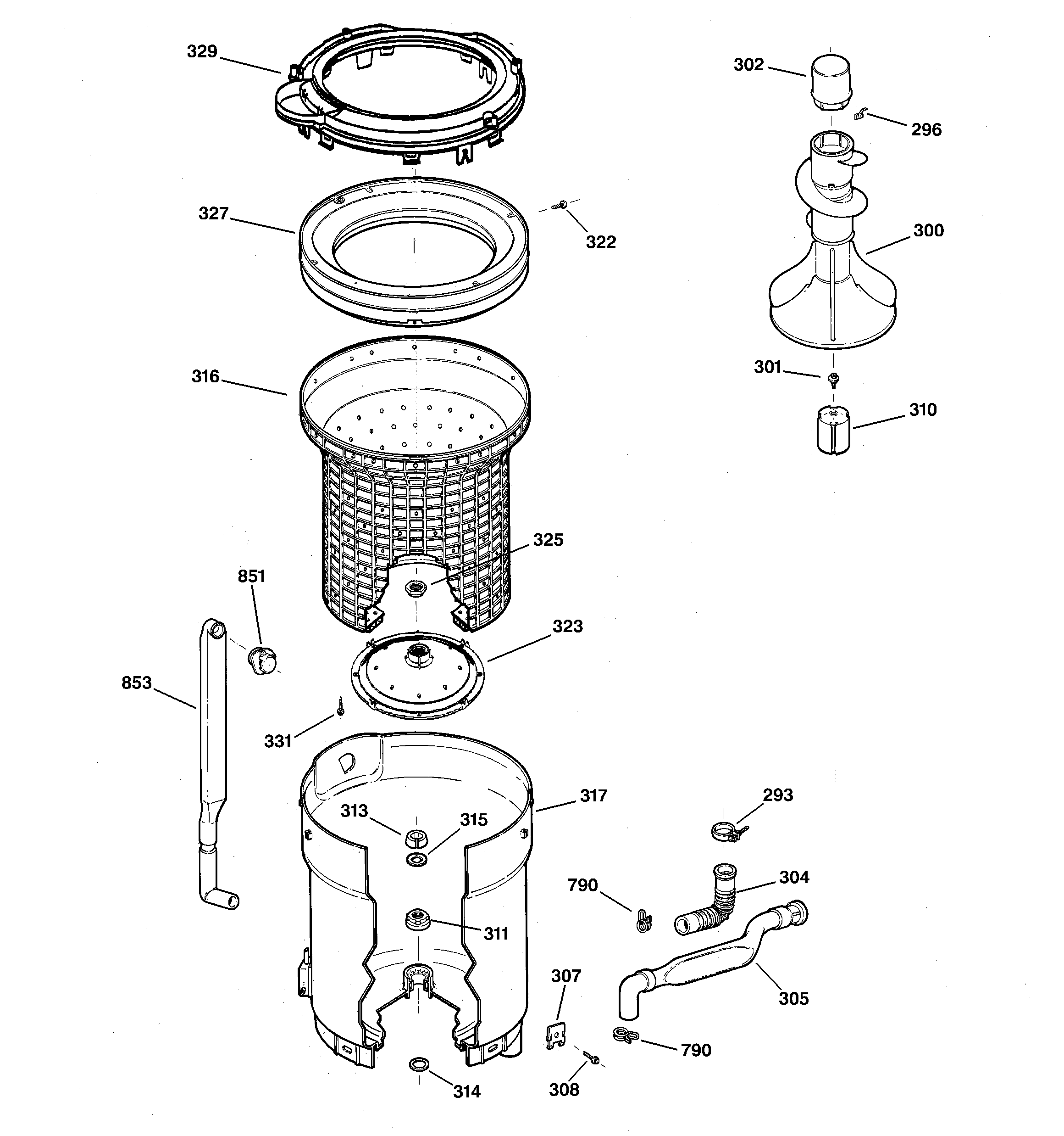 Tub, basket & agitator