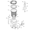 GE WLCD1030Y2AC tub, basket & agitator diagram