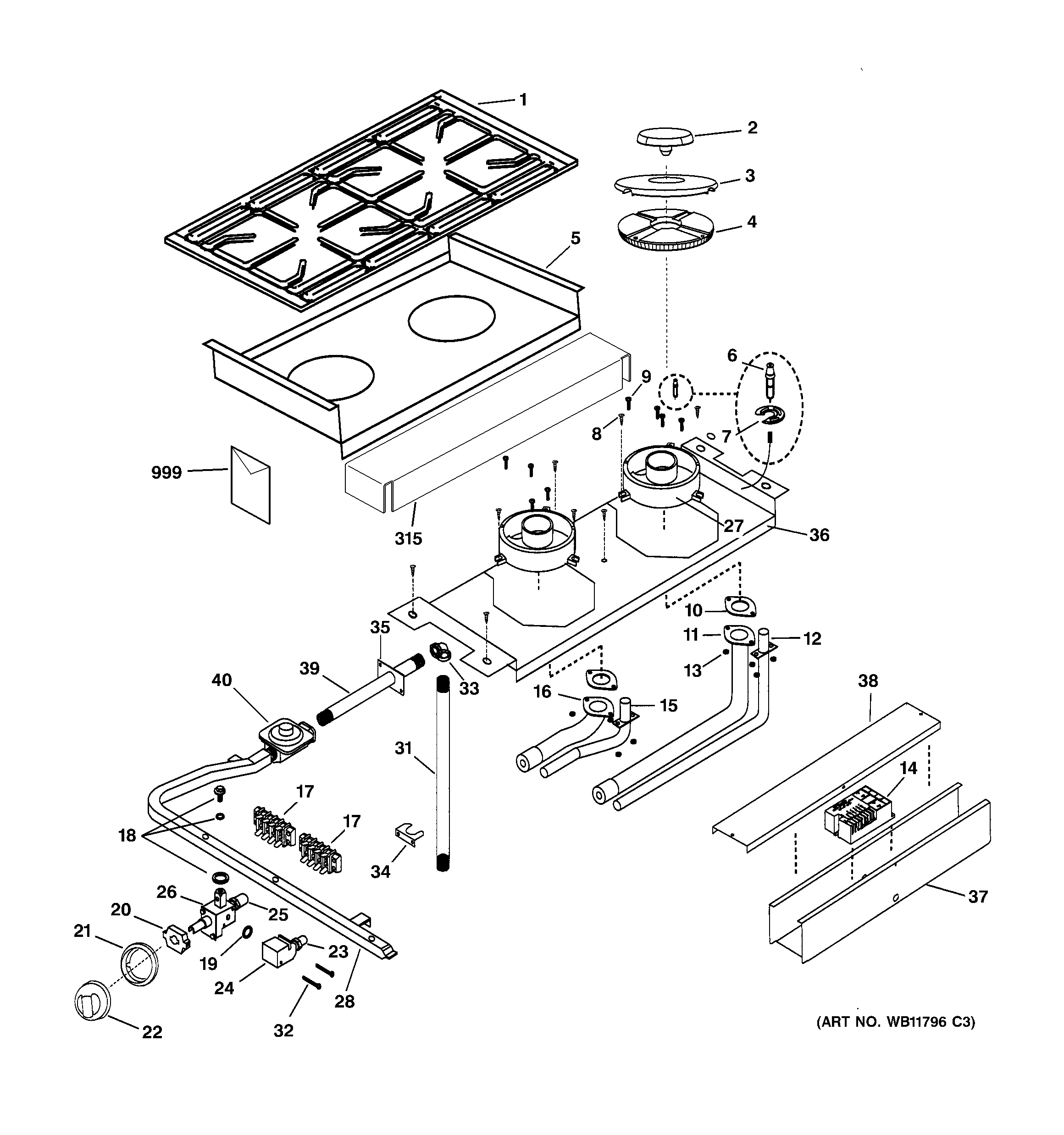 Cooktop & burner parts