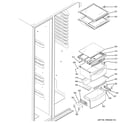 GE GWU23LGYAFSS fresh food shelves diagram