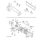 GE GHDX100EM0WW backsplash, blower & motor assembly diagram