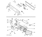GE GTDP400GM0WS backsplash, blower & motor assembly diagram