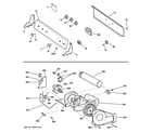 GE GTDP350EM0WS backsplash, blower & motor assembly diagram