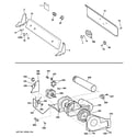 GE GTDX100EM0WW backsplash, blower & motor assembly diagram