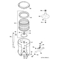GE GCWN5050M0WS tub, basket & agitator diagram