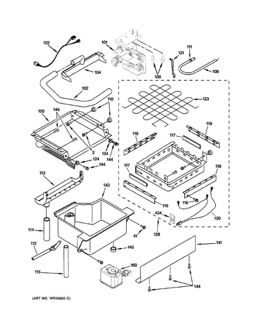 Evaporator, ice cutter grid & water