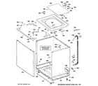 GE GJSR2080H9WW cabinet, cover & front panel diagram