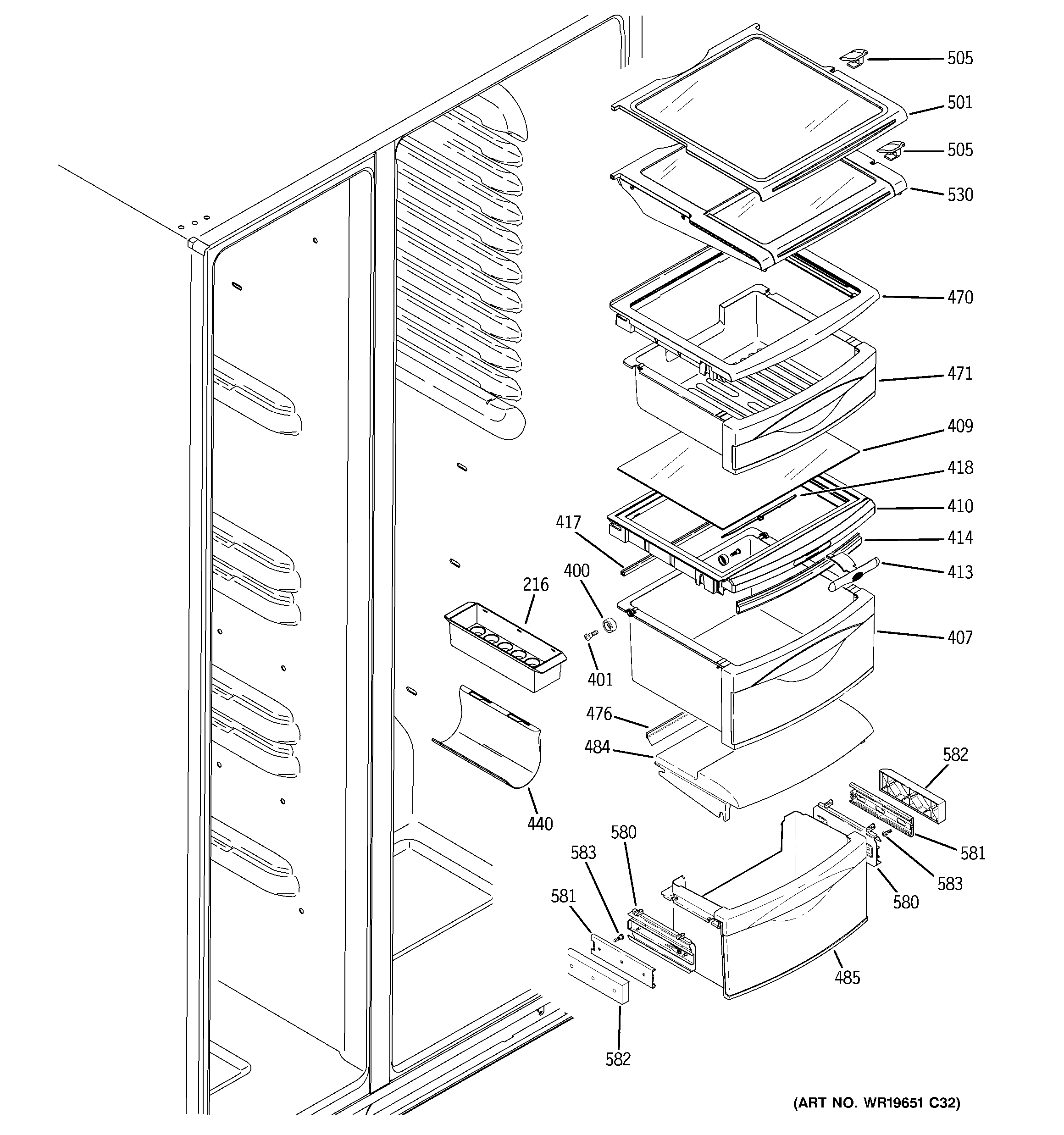 Fresh food shelves