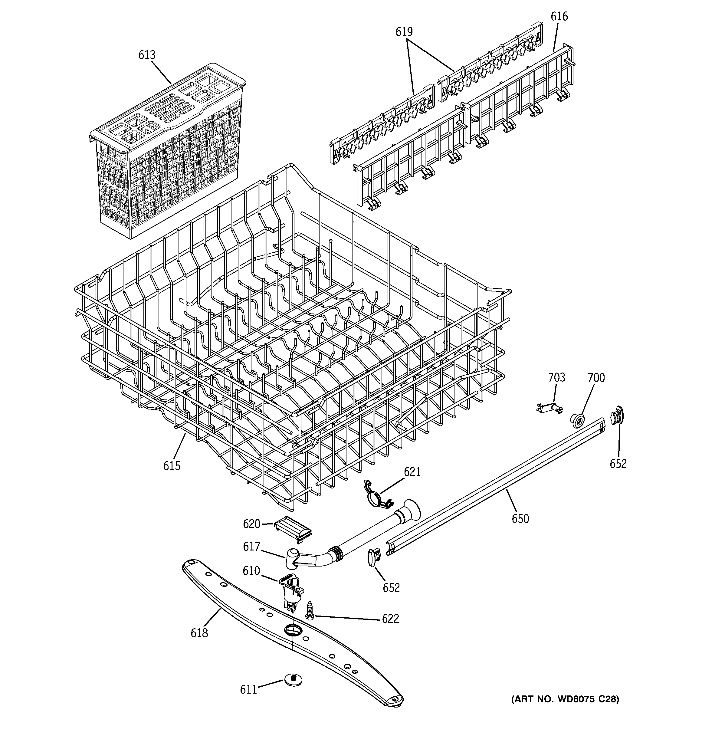 Upper rack assembly
