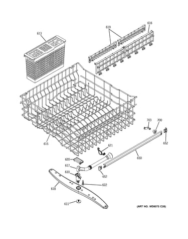 Upper rack assembly