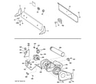 GE GTDX100GM0WW backsplash, blower & motor assembly diagram