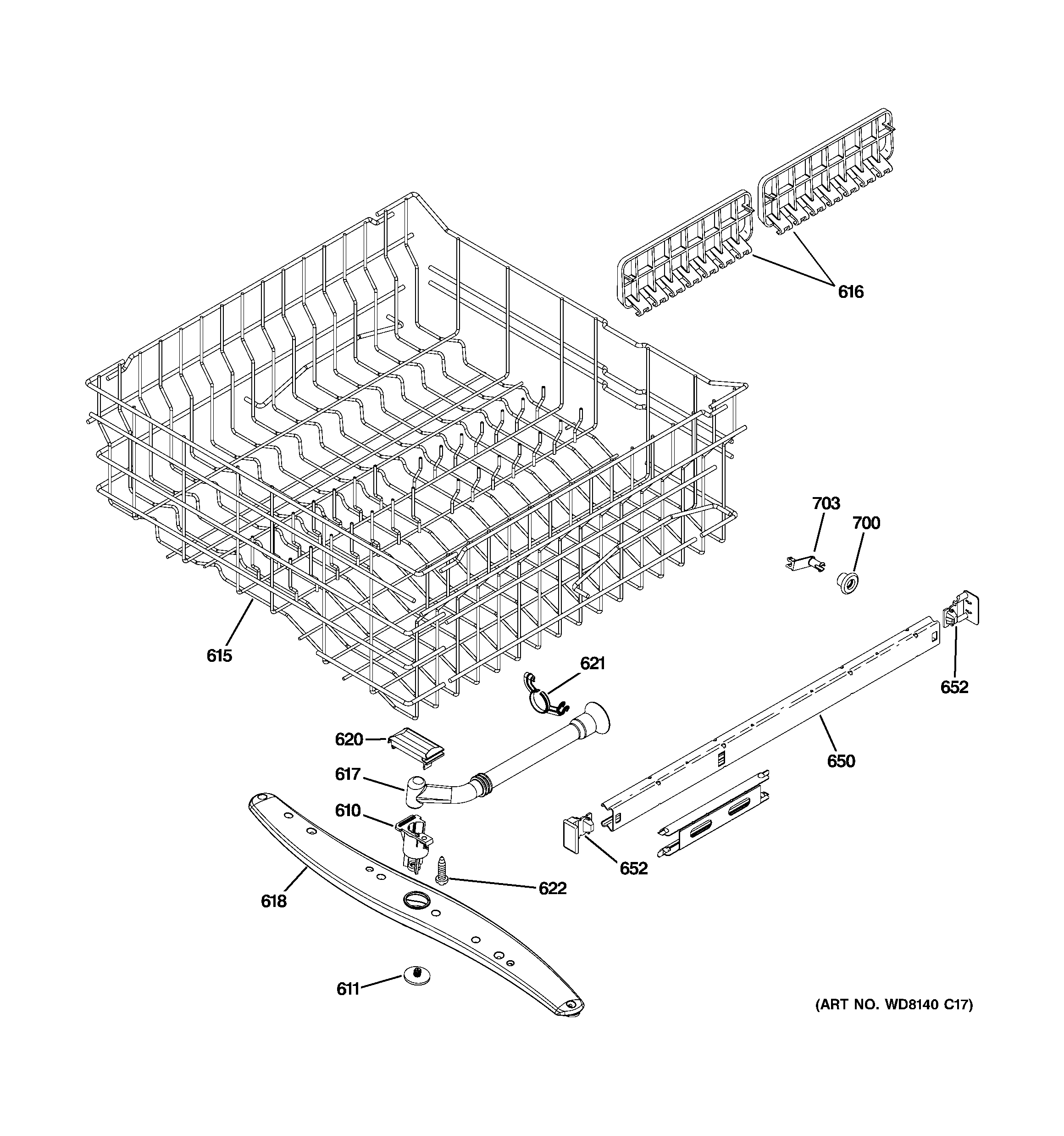 Upper rack assembly