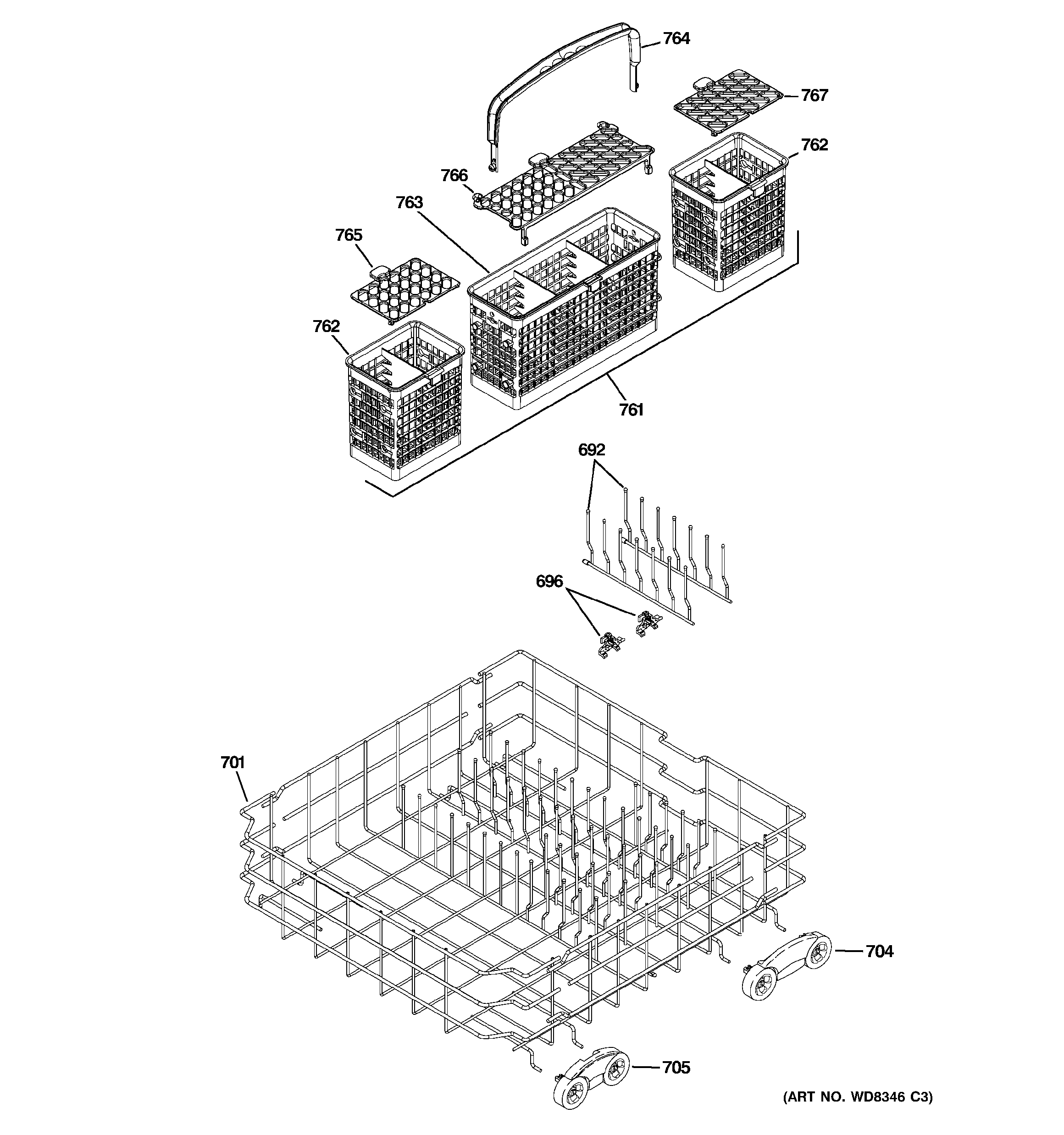 Lower rack assembly