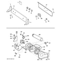 GE GTDX205EM0CC backsplash, blower & motor assembly diagram