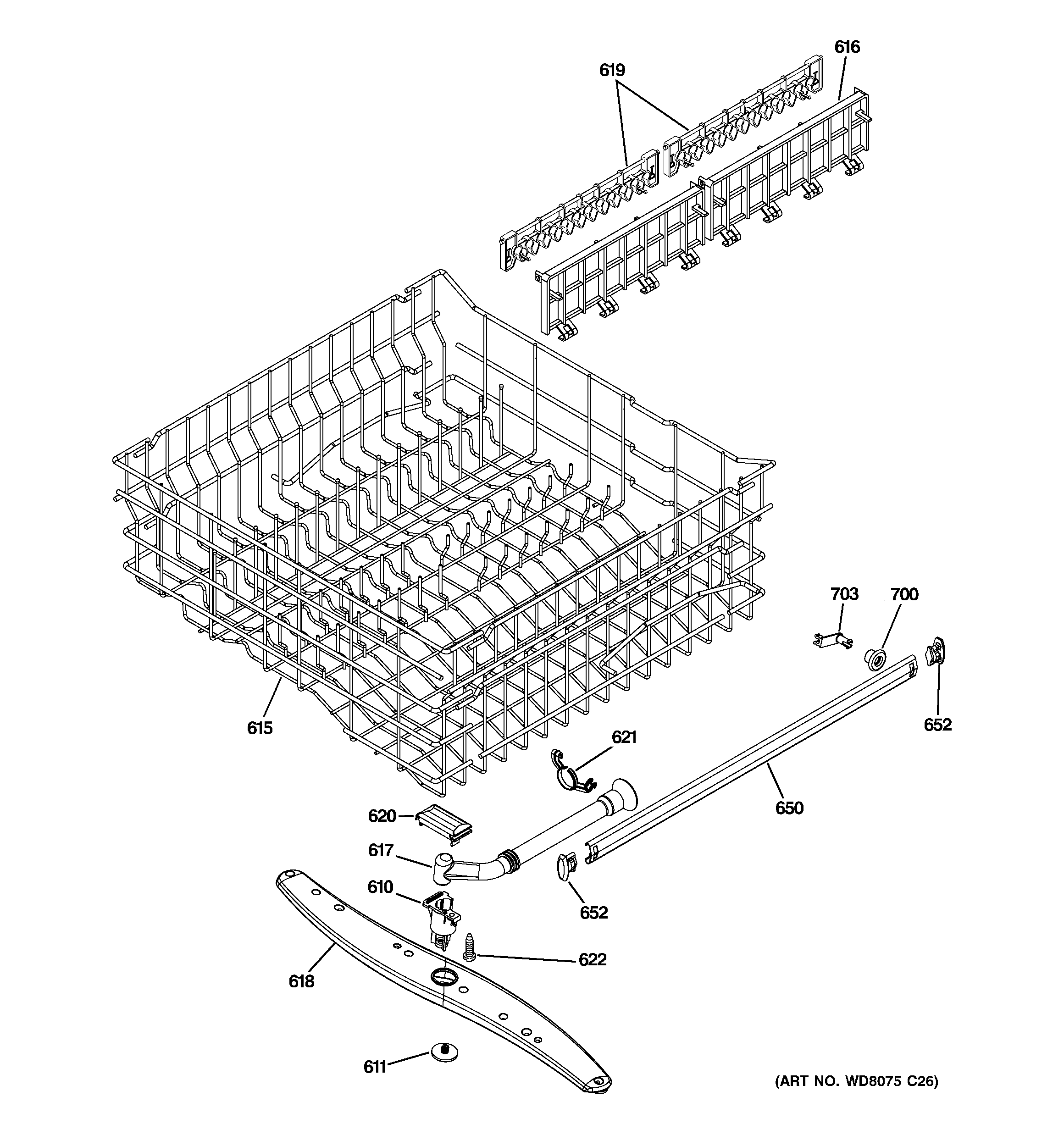 Upper rack assembly