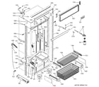 GE ZIC360NRJLH freezer section, trim & components diagram