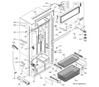 GE ZICP720BSESS freezer section, trim & components diagram