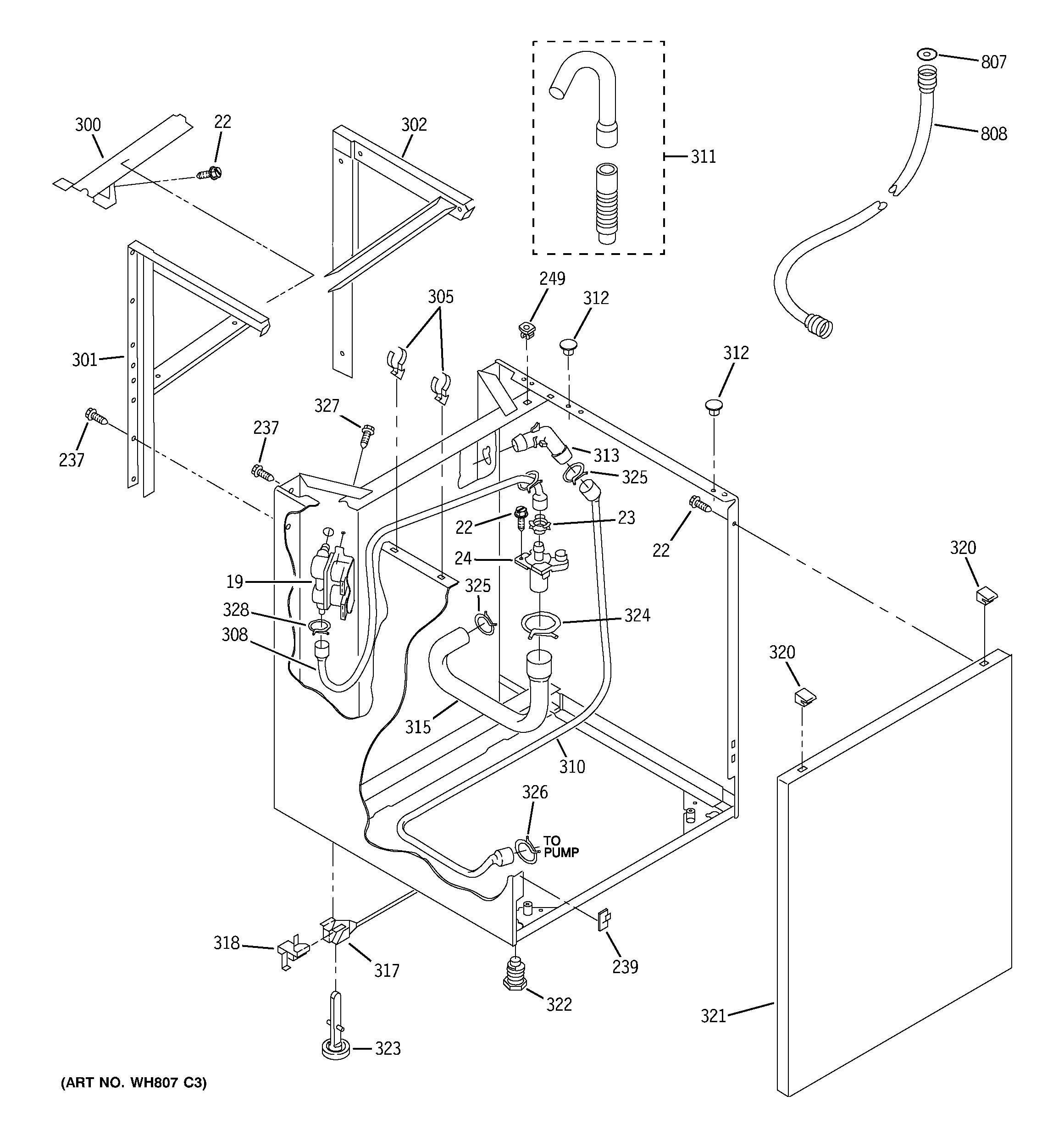 Dryer support & washer cabinet
