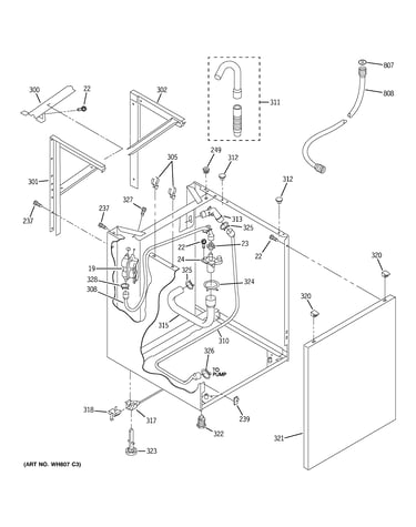 Dryer support & washer cabinet