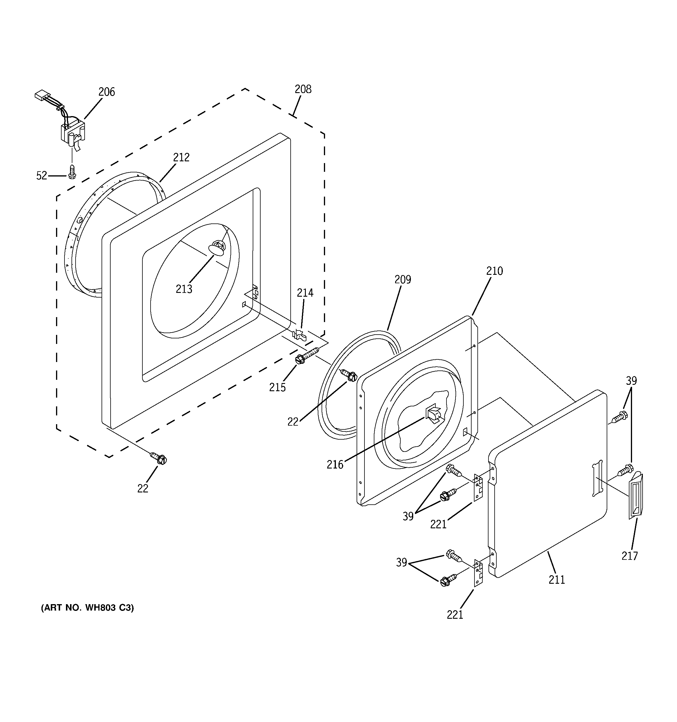 Dryer front panel & door