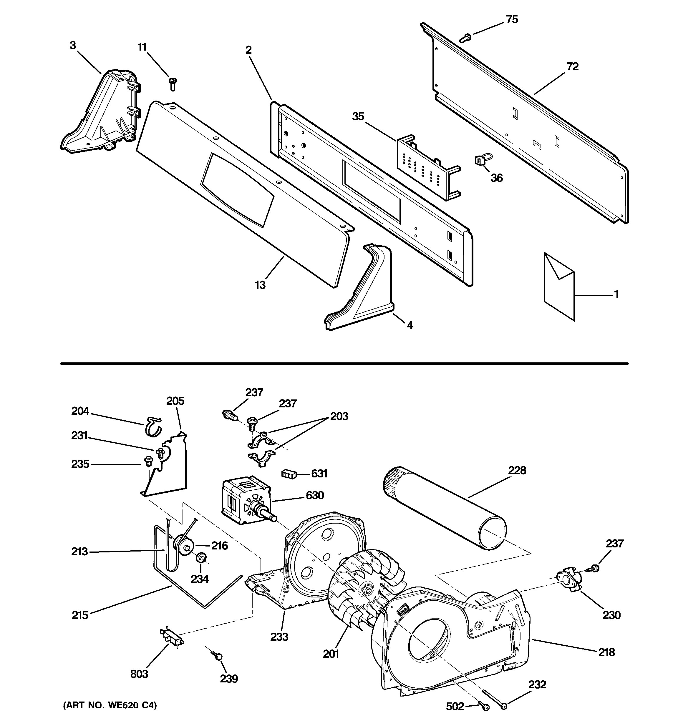 BACKSPLASH, BLOWER & MOTOR ASSEMBLY