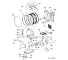 GE DPGT750EC0WW drum, blower & motor diagram