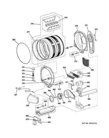 Drum, blower & motor